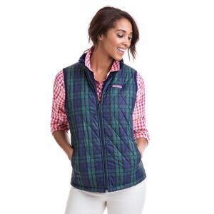 Vineyard Vines reversible blackwatch plaid Sherpa vest, Med $118